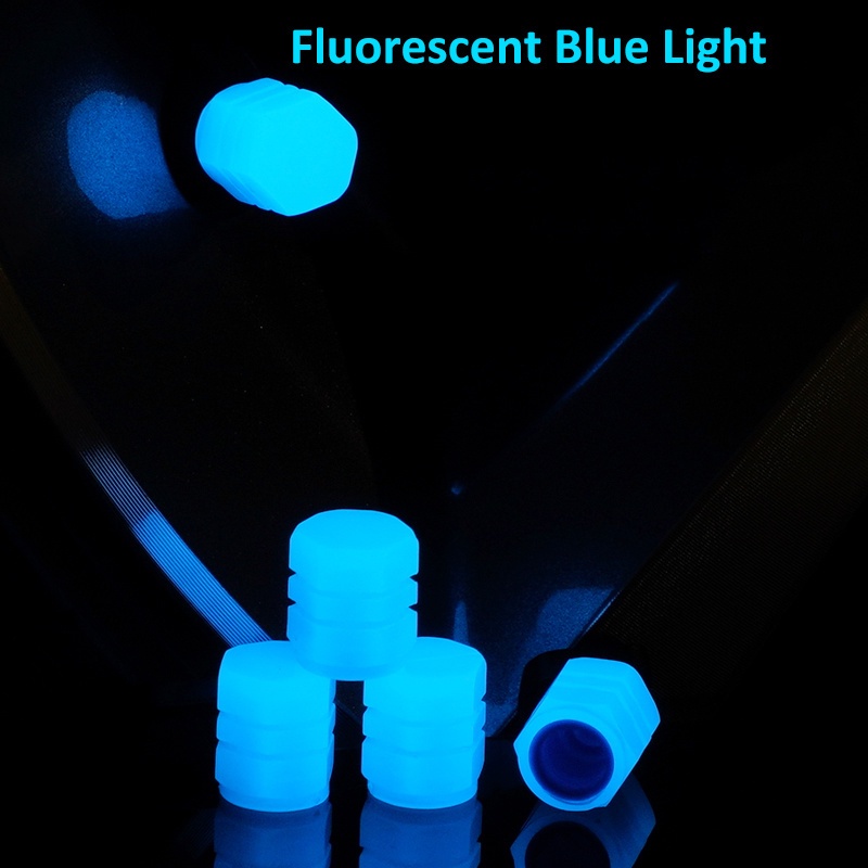 Bộ 4 Nắp Van Bánh Xe Có Đèn LED Màu Xanh Dương