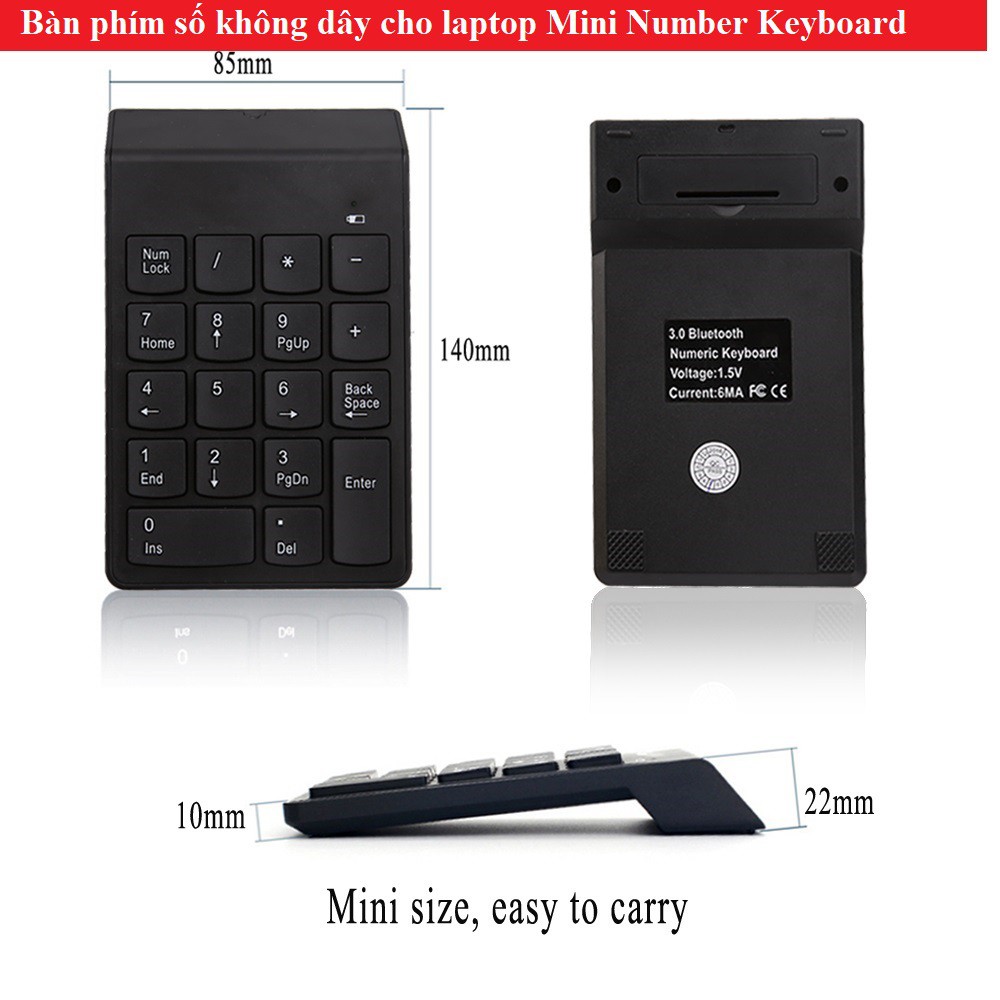 Bàn phím số không dây cho laptop Mini Number Keyboard - SIÊU GIẢM GIÁ