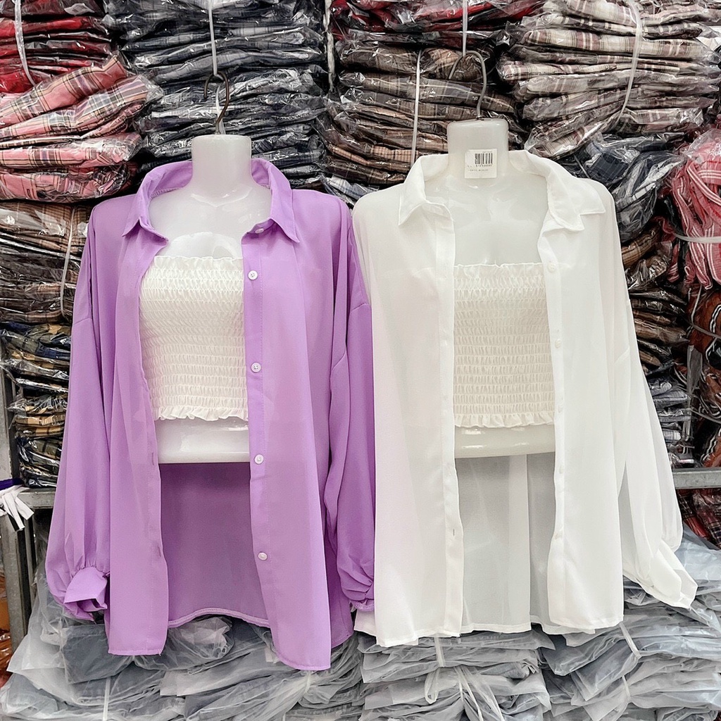 Áo Sơ Mi From Rộng Dài Tay CUN075 Thời Trang Cho Nữ