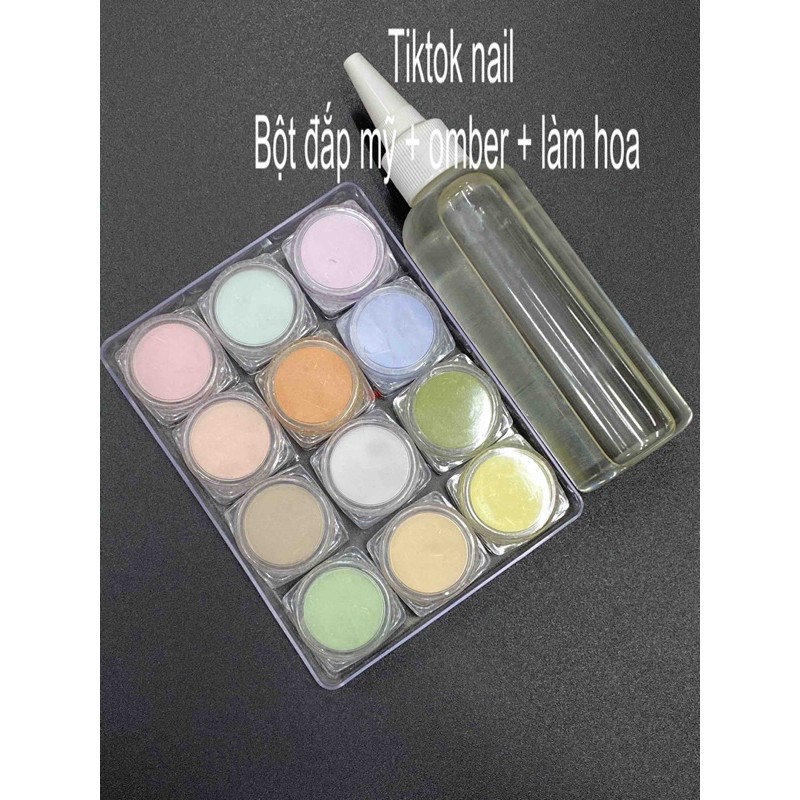 Bột Mỹ omber làm hoa siêu dẻo  mịn set 12 màu hủ 5g