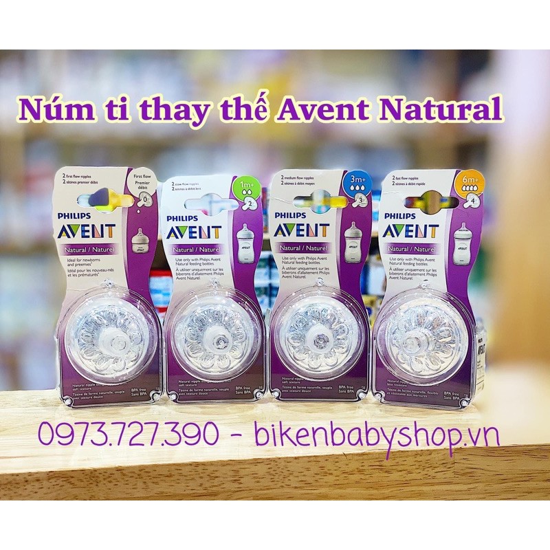 Núm thay thế bình Avent Natural các size