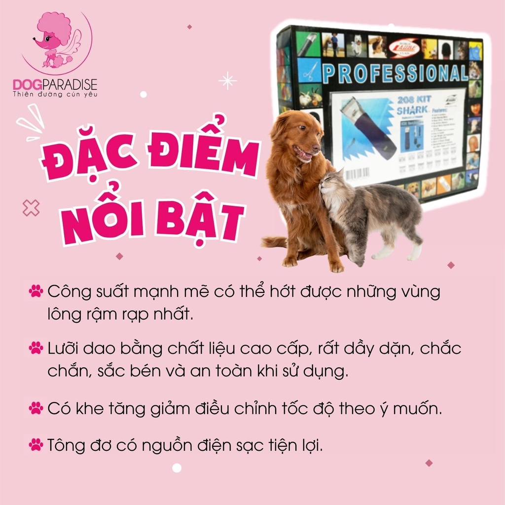 Bộ dụng cụ tông đơ tỉa lông thú cưng Grooming WORLD LAUBE 208 dễ sử dụng tiện lợi - Dog Paradise