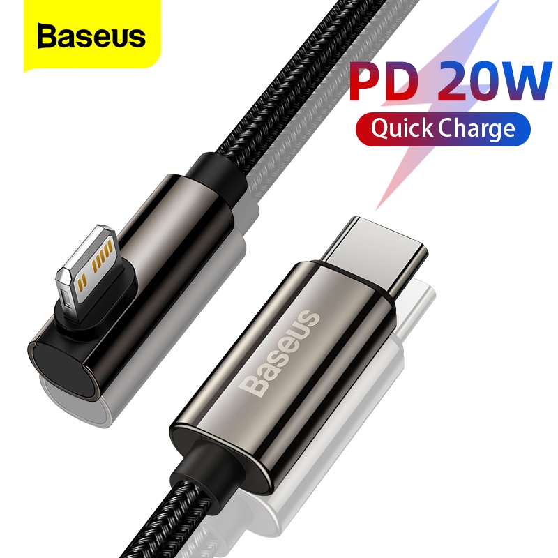 Dây cáp sạc nhanh Baseus PD 20W có đèn LED USB Type C cho iPhone 12 11 Pro Xs Max MacBook iPad Pro
