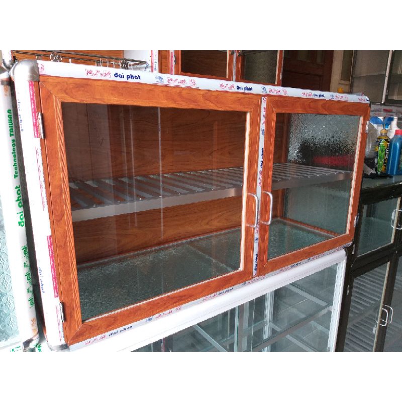 Tủ nhôm kính chén bát loại treo tường dài 1m