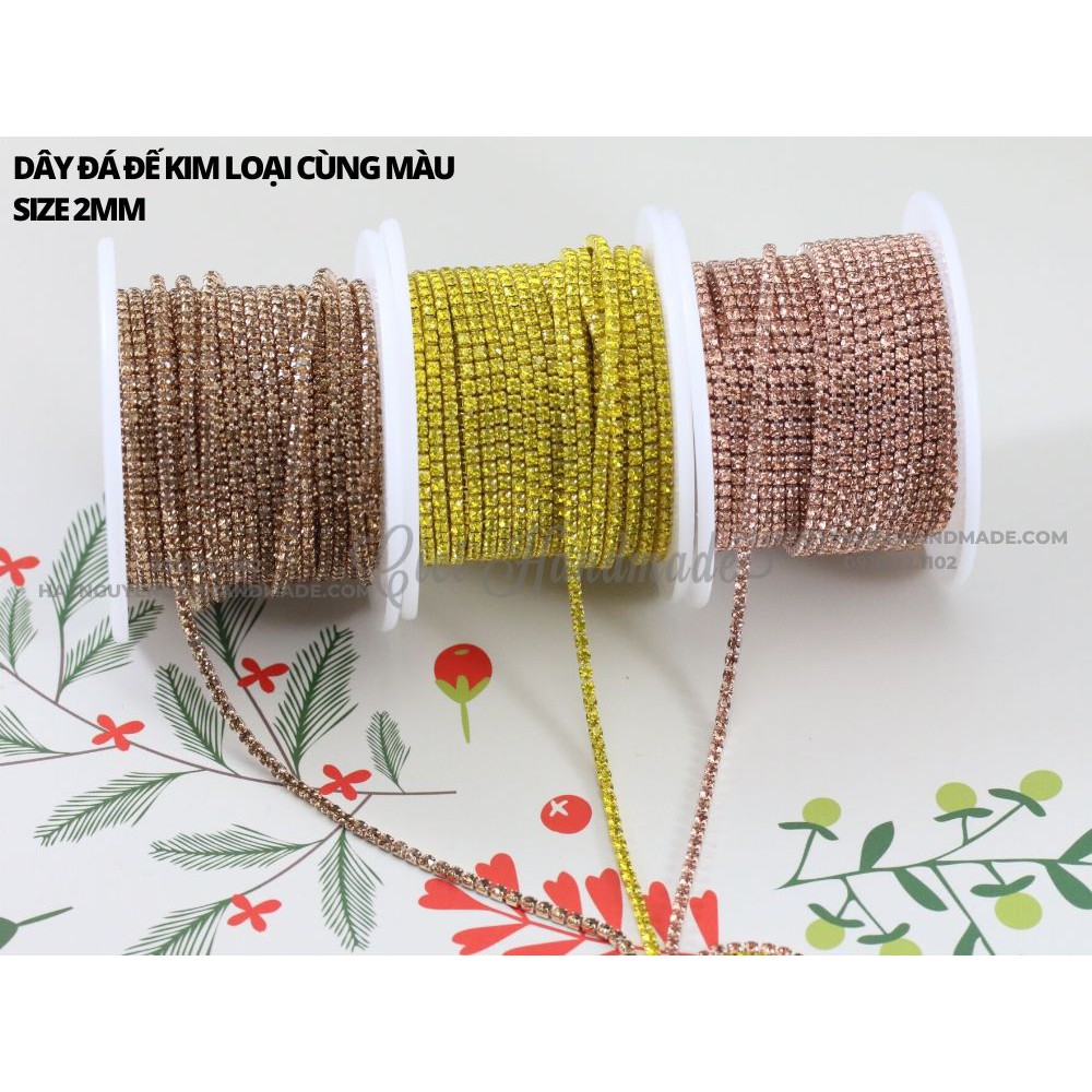 Túi 3m dây đá đế kim loại cùng màu 2.5mm  Cici Handmade nguyên liệu tự làm đính kết trang trí điện thoại