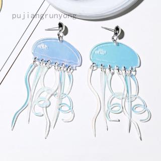 Khuyên Tai Hình Sứa Bằng Acrylic Phối Tua Rua Phong Cách Hip Hop Sang Trọng Cho Nữ