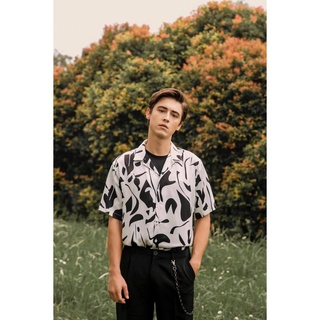 Áo sơ mi Amand Random Parttern Short Sleeve Shirt - White/ Black