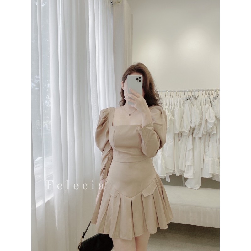 Váy tay bồng xếp li be