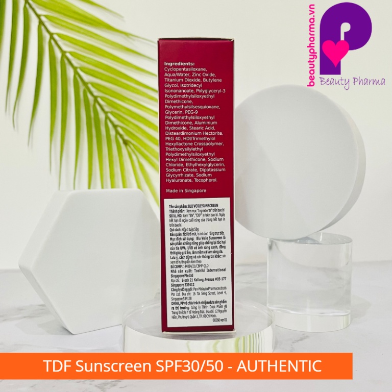 KEM DƯỠNG CHỐNG NẮNG TDF BLU VOILE SUNSCREEN SPF50 PA+++ UVA/UVB blue voile spf