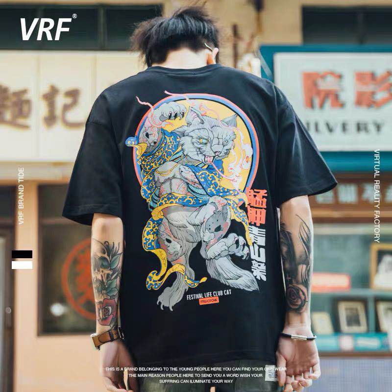 Short Sleeved T-shirt In Cat Figure