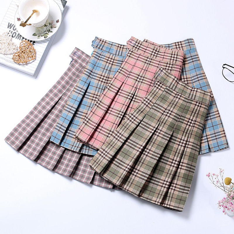 Váy xếp ly kẻ sọc nữ mùa thu là quần culottes một đường mỏng, ngắn chống chói, lưới kiểu jk đại học, nửa dài sinh1