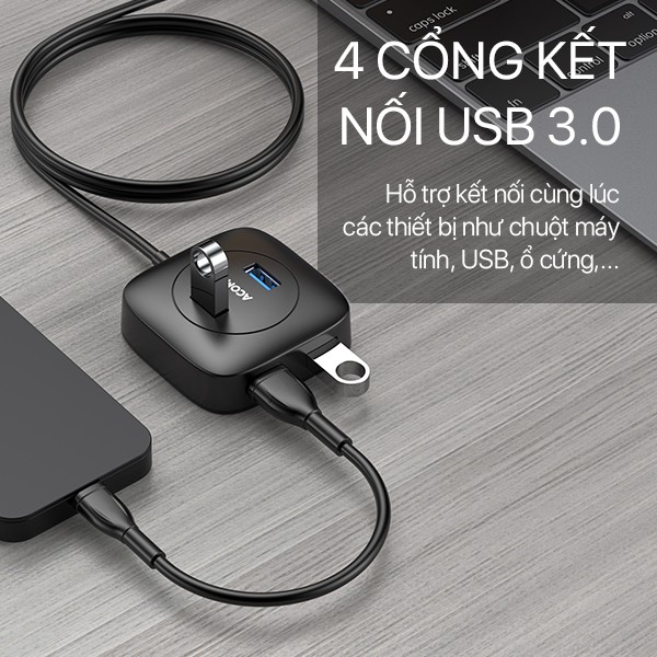 HUB USB 3.0 Bộ Chuyển Đổi 4 in1 ACOME AH300 Tốc Độ Truyền Tải Cao Công nghệ IC Mới Hàng Chính Hãng Bảo Hành 12 Tháng