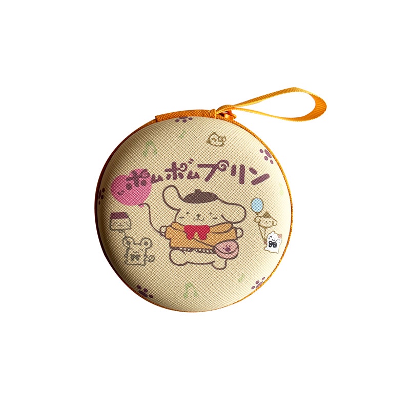 SANRIO Túi Tròn 9.5cm Họa Tiết Hoạt Hình Đựng Tai Nghe Dây Cáp USB