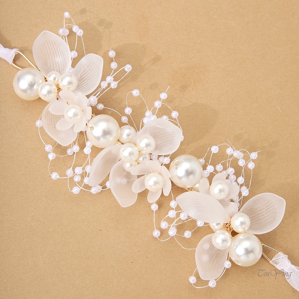 GETNOIVAS Vòng Hoa Đeo Cổ Tay Cô Dâu Đính Hạt Ngọc Trai
