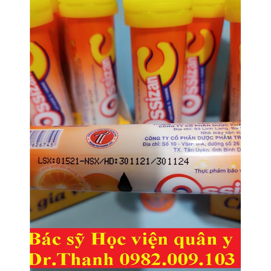 Viên sủi Bổ Sung Vitamin Ossizan C,Tăng Đề Kháng, Phòng Ngừa Virus, Tuýp 20 viên - Sản phẩm chính hãng