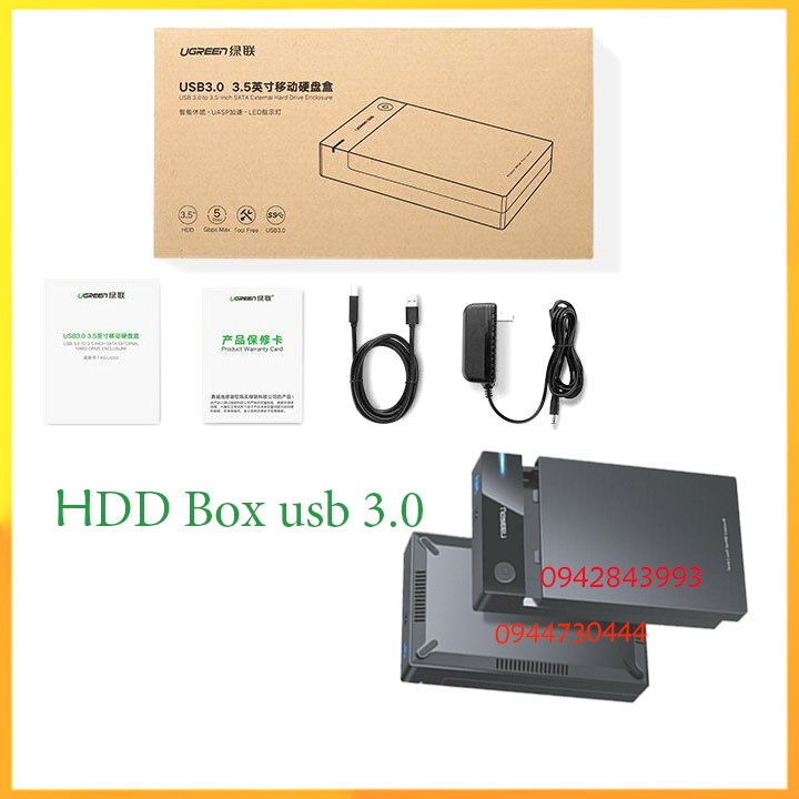 HDD box usb 3.0 hàng chính hãng Ugreen 50422 3.5 inch bảo hành 12 tháng_dailyphukien