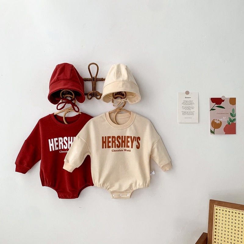 Bộ áo liền quần Cotton tay dài + mũ thời trang cho bé sơ sinh
