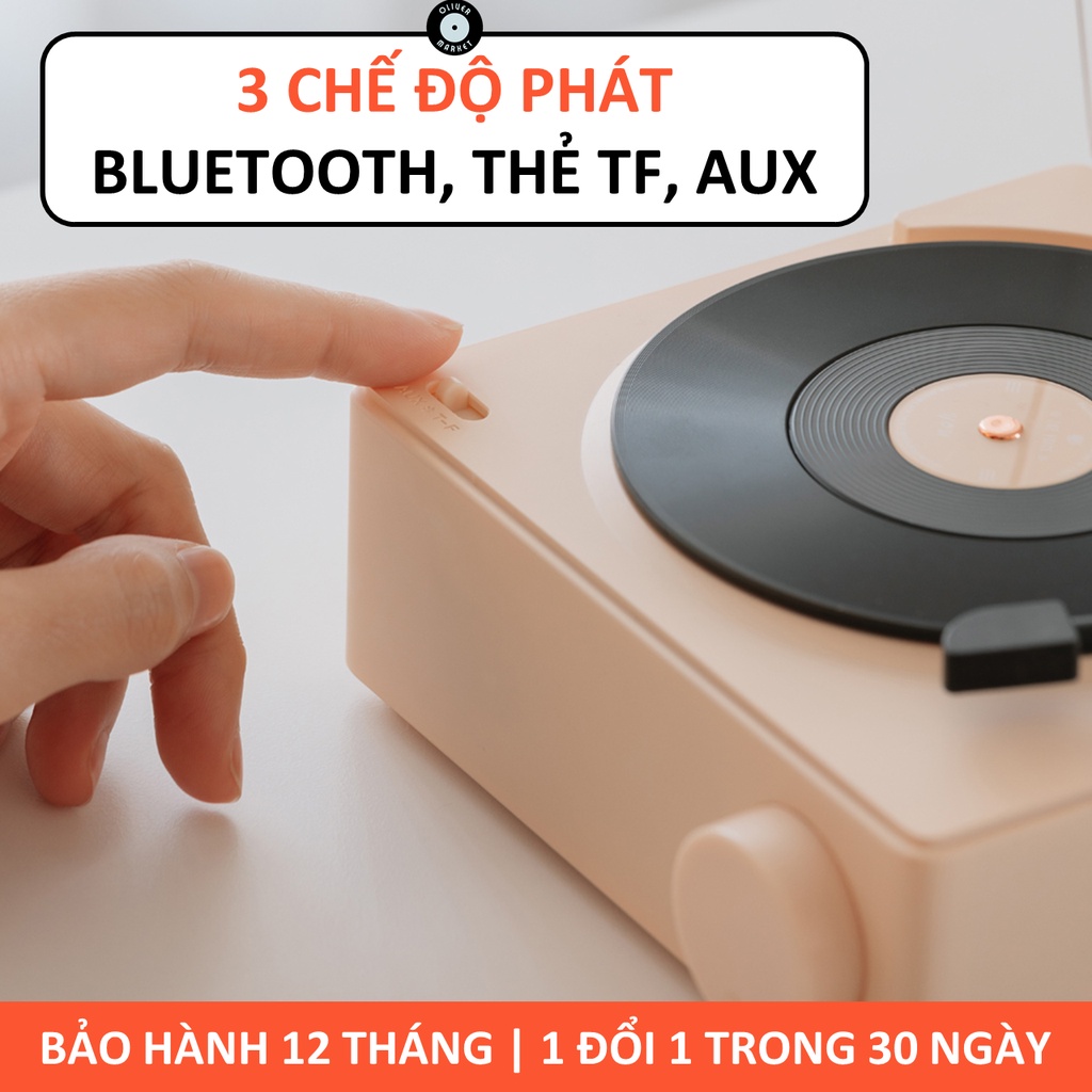 Loa Bluetooth Đồng Hồ OLIVER X11 Loa Bluetooth Mini Đĩa Than Xoay Trang Trí Bàn Làm Việc Đồ Decor Phòng Khách Phòng Ngủ