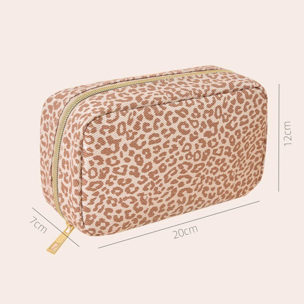 CABEZA Túi Đựng Mỹ Phẩm Khóa Kéo Họa Tiết Da Báo Dễ Thương