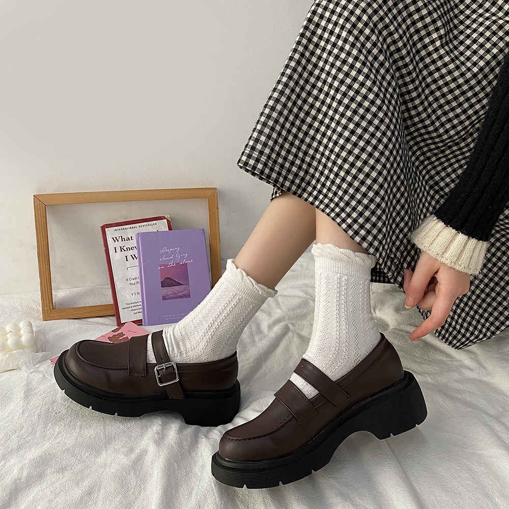 British Wind Small Shoes Female 2021 Spring New Korean Version Of The Wild Leather Buckle Student Single Shoes Retro Lo