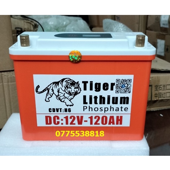 Bình Pin lithium 12V - 120Ah TIGER Chống thấm nước Mẫu Mới 2023