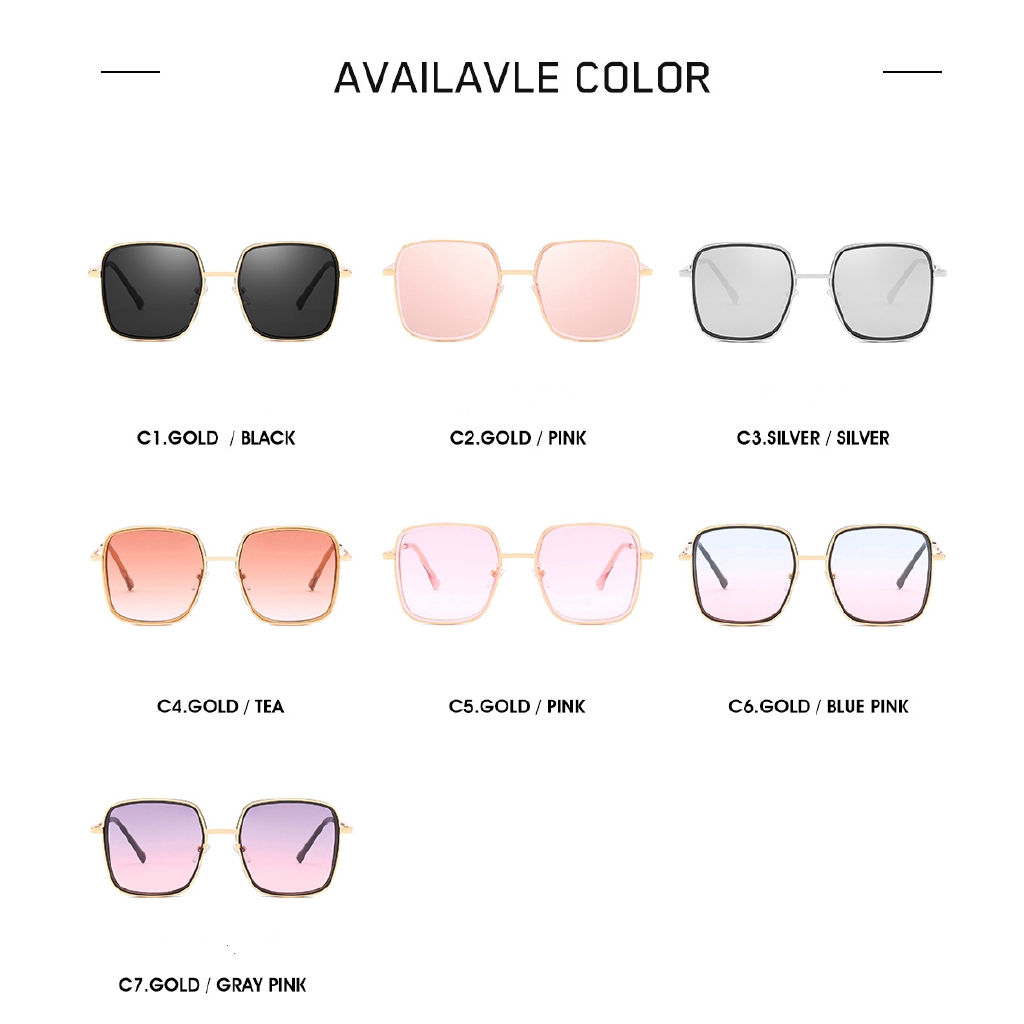 Kính mát thời trang mới khung lớn kim loại dành cho nam nữ