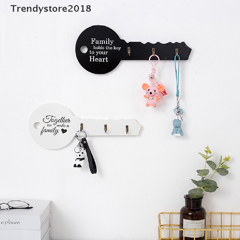 Móc treo chìa khóa gắn tường bằng gỗ phong cách retro 2018