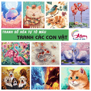 Tranh sơn dầu số hóa tự tô màu theo số Gam - Bộ sưu tập tranh động vật con vật thú cưng hot nhất