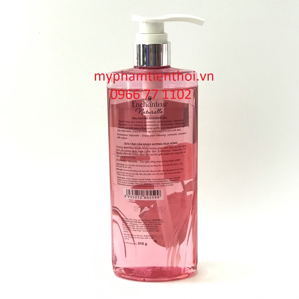 Sữa tắm dưỡng da Enchanteur Naturelle hương hoa Lavender/ Hồng Hương Hoa Iris 510gr/Chai