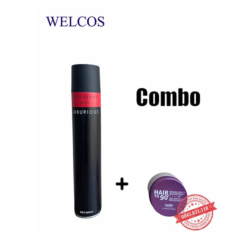 COMBO gôm xịt tóc Luxurious 420ml + Sáp vuốt tóc Hair To 90 KanFa 80g giá rẻ CB05