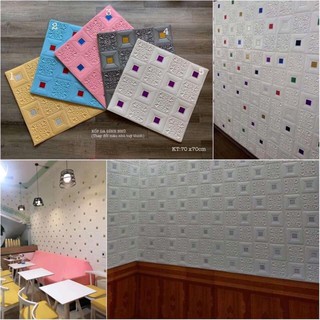 Xốp dán tường nhũ kim tuyến 70*70 cm - hàng nhập khẩu cao cấp ( NHŨ MÀU ĐI KÈM VỀ KHÁCH TỰ DÁN )