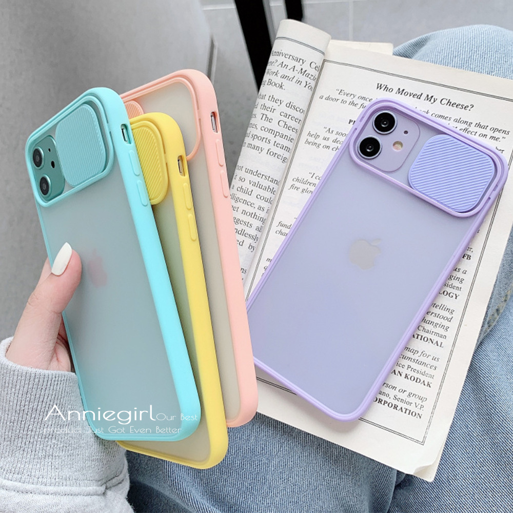 Ốp điện Thoại TPU Nhám Viền Màu Kẹo Có Thanh Trượt Bảo Vệ Camera Cho IPhone 12 11 Pro Max X Xs Max XR 8 7 Plus SE 2020 | BigBuy360 - bigbuy360.vn
