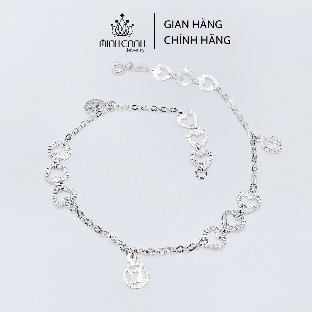 Lắc Chân Bạc Chuỗi Trái Tim Mix Họa Tiết Kim Tiền - Minh Canh Jewelry