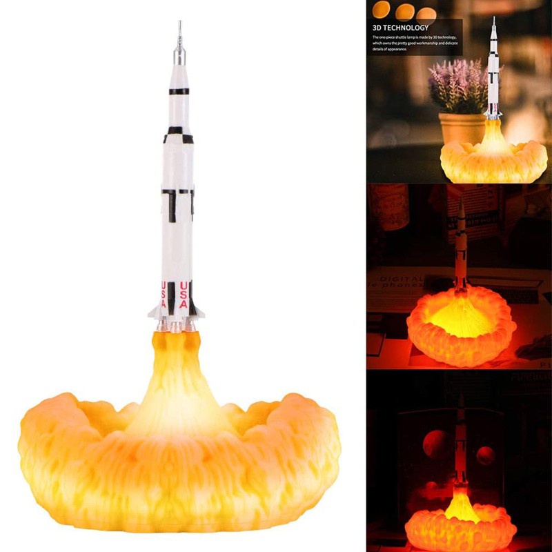 pur/ Newest Dropshipping 3D Print Space Shuttle Lamp Rechargeable Night Light For Space Lovers Moon Lamp as Room Decoration