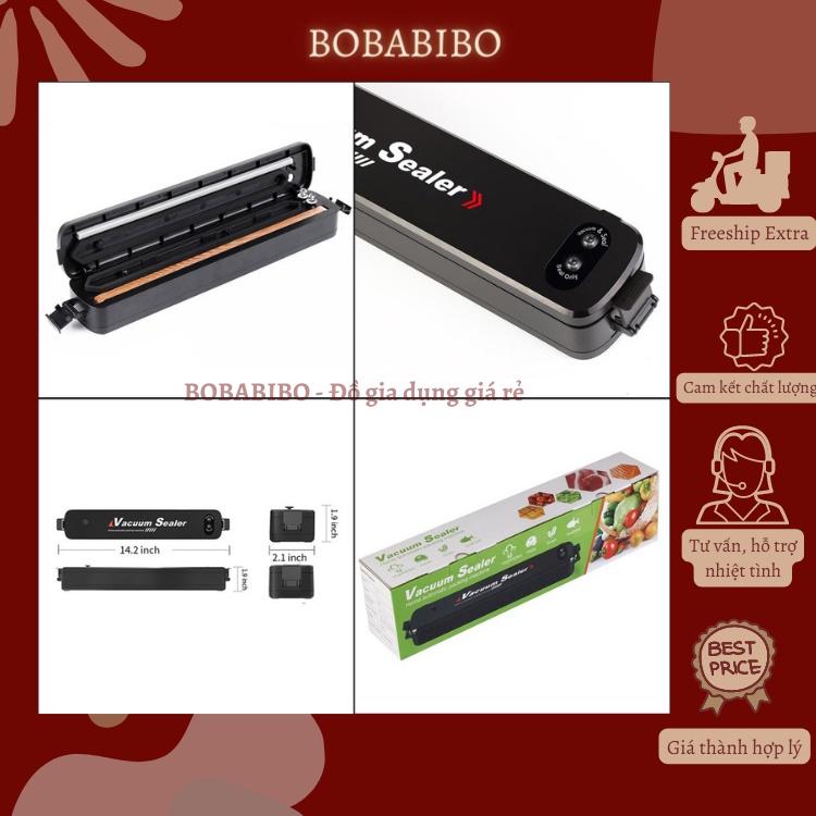 [Tặng 10 Túi Hút Chân Không 28*14 cm] Máy Hút Chân Không Thực Phẩm Kèm Hàn Miệng Túi Vacuum Sealer Cao Cấp Bobabibo