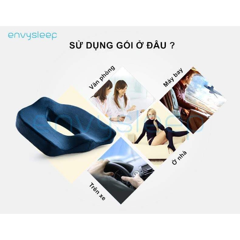 Combo Gối ngồi Cao su non Envysleep và silicon gót chân Envysleep, hỗ trợ đốt xương cụt, giảm đau lưng