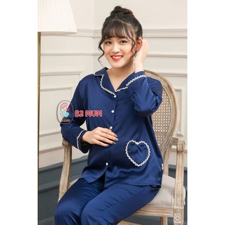 B212 Bộ lụa pijama trơn né ren
