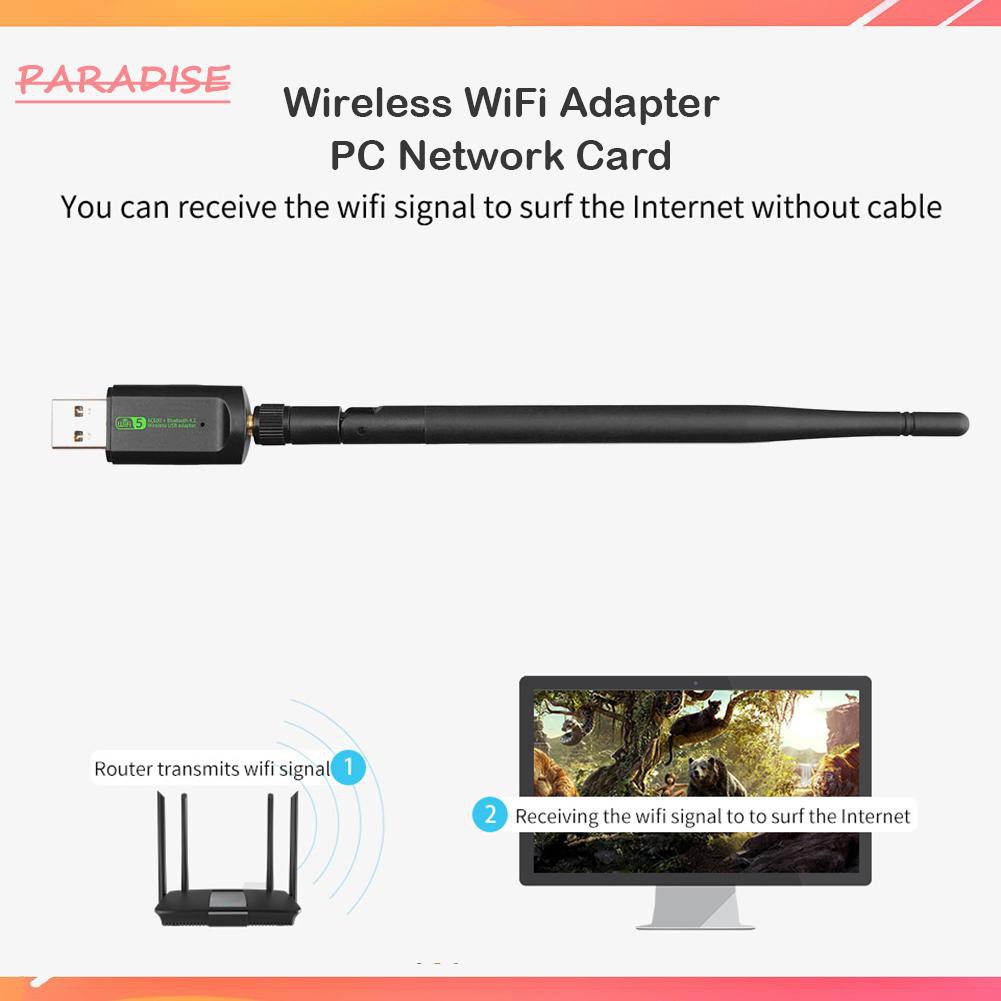 Paradise1 600Mbps Wireless Network Card USB WiFi Adapter LAN with Bluetooth RTL8821