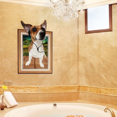 Decan dán tường đẹp, decan 3D chú chó SK9214N