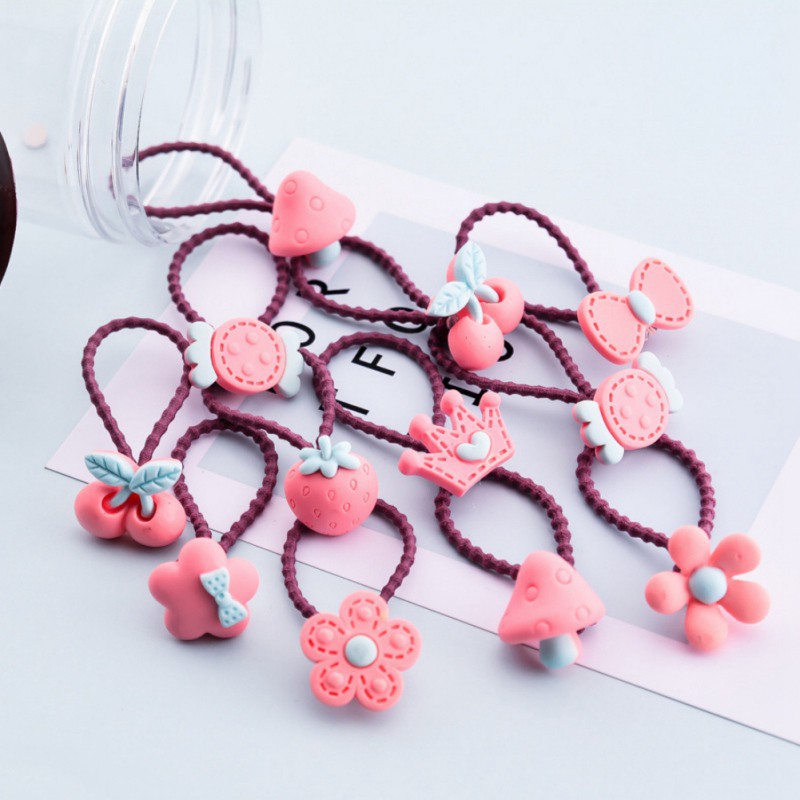 Set 12 Dây Buộc Tóc Hoạt Hình Dễ Thương Cho Bé Gái