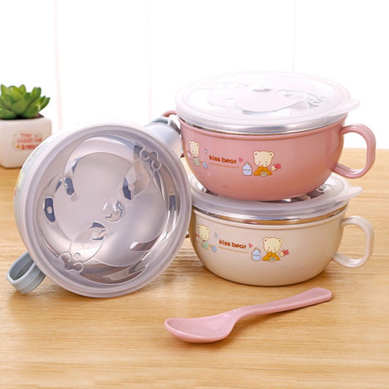 Bát ăn dặm lõi inox chống nóng 3 lớp cho bé