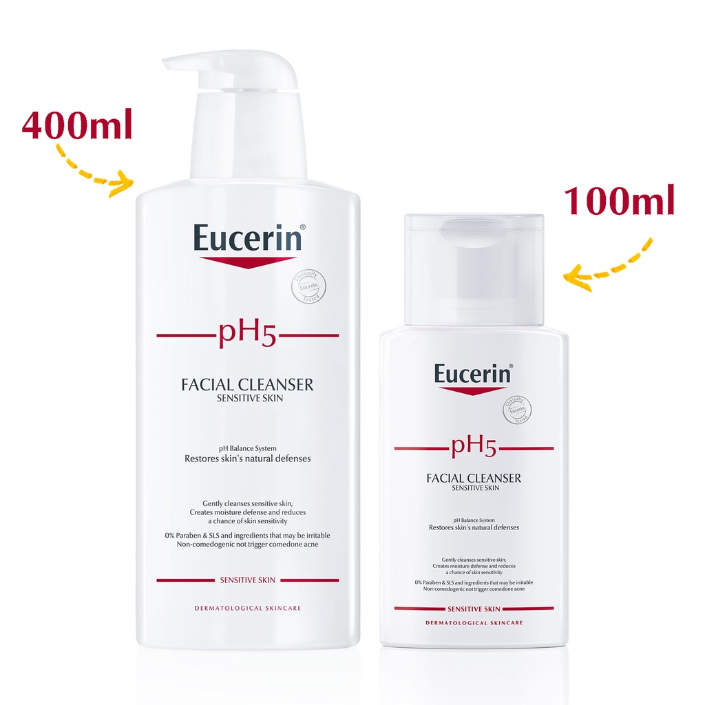 Eucerin pH5 Facial Cleanser Sensitive Skin 100mL & 400mL - Sữa Rửa Mặt Cho Da Nhạy Cảm.