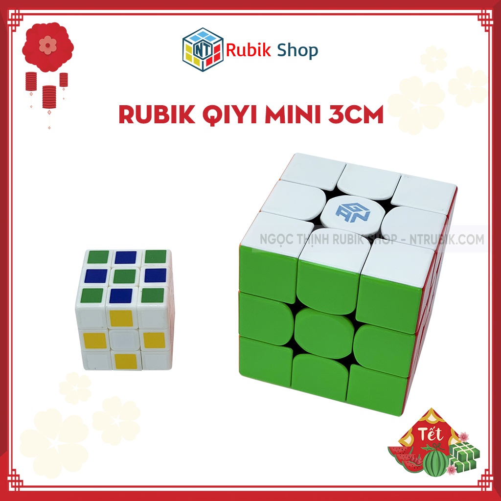 [Rubik 3x3x3] Rubik 3x3x3 QiYi mini 3cm Stickerless không viền