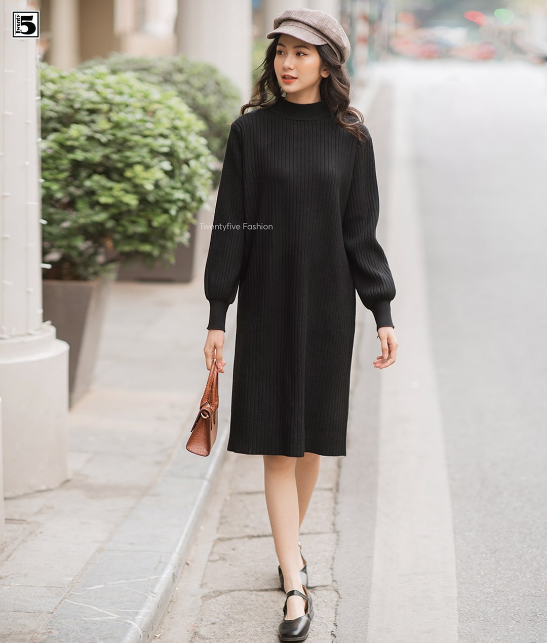 Váy len suông tay bồng, cổ lỡ, chất siêu đanh mịn Twentyfive 3609 | BigBuy360 - bigbuy360.vn