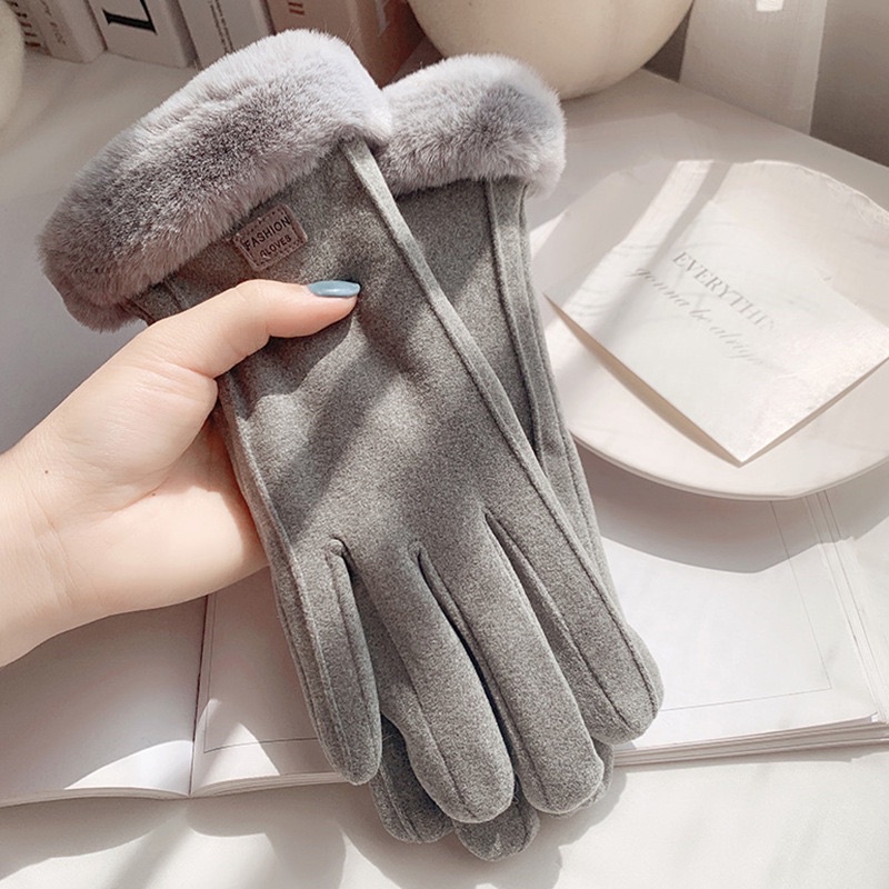 Găng tay dạ nỉ lót lông cực ấm áp cho bạn gái bạn trai mùa đông K24