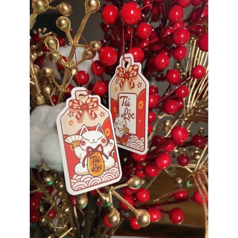 Set 100 Tag treo Tết mèo phú quý, thần tài