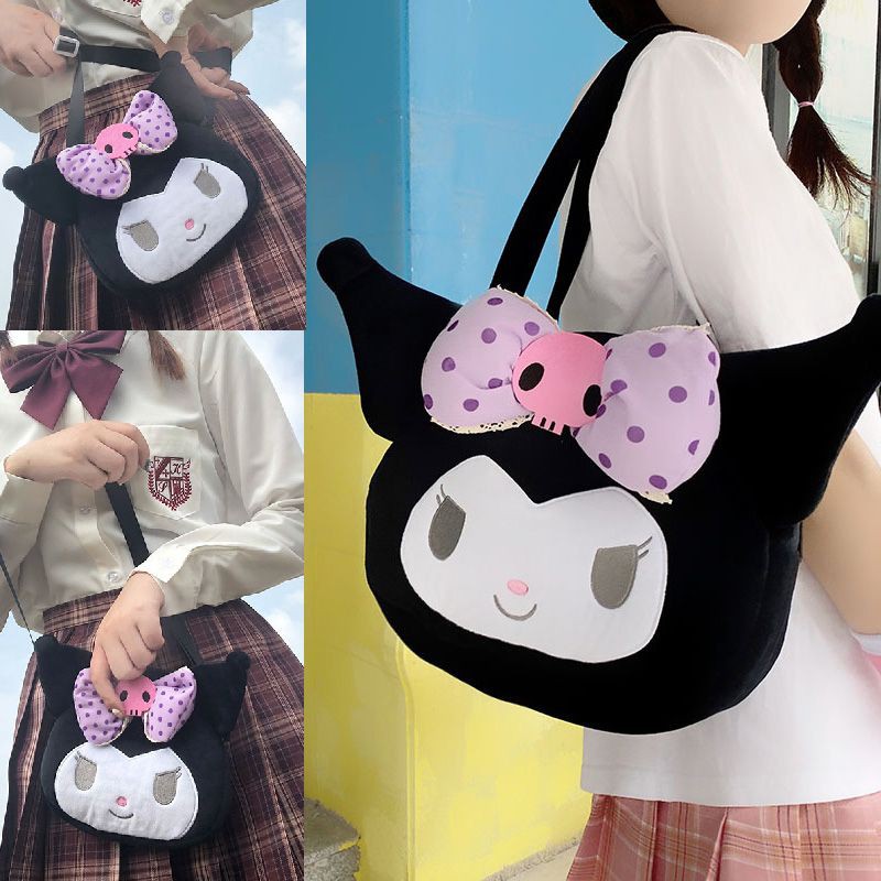 Túi Đeo Chéo Thiết Kế Hình Kuromi Nhồi Bông Dễ Thương