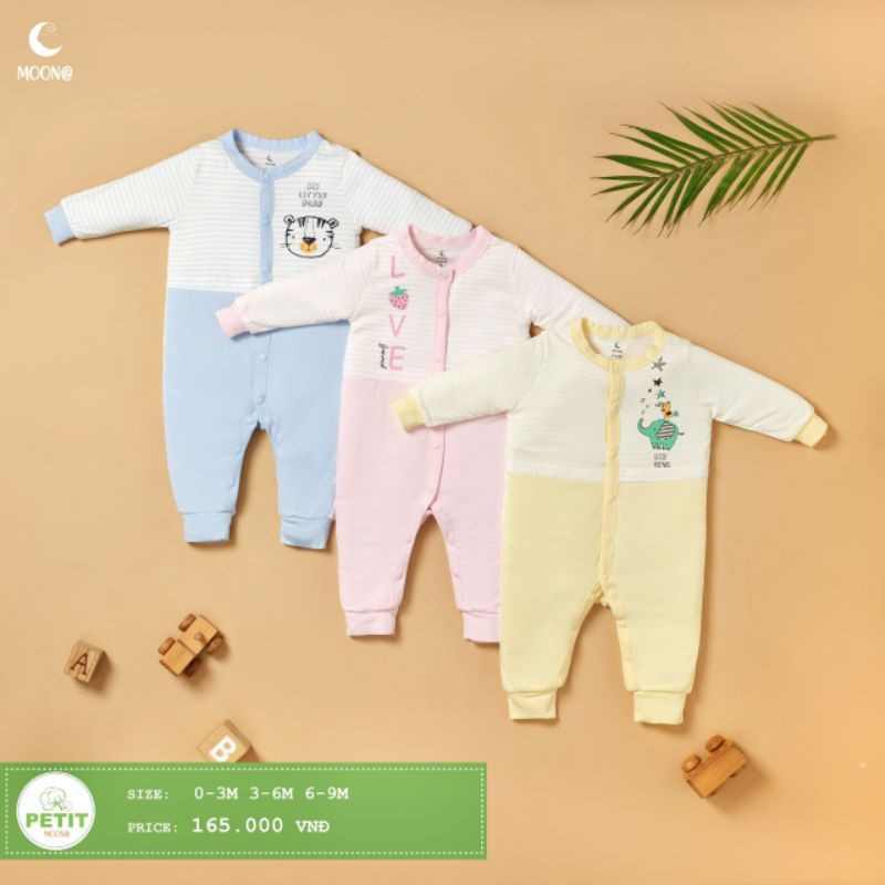 Moon -  Bộ body sơ sinh cài giữa Moon petit cho bé sơ sinh 3-9kg