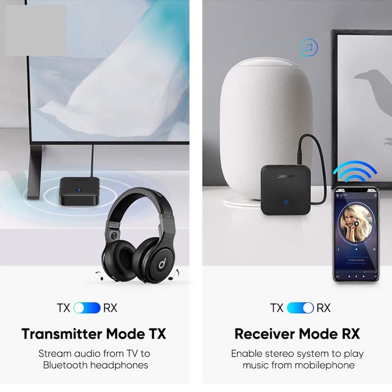 Bộ thu và phát Bluetooth 5.0 chuẩn SPDIF optical, AUX Ugreen 70158 - Hàng chính hãng