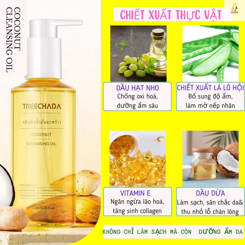 Dầu tẩy trang Treechada Coconut Cleasing Oil Thái Lan chiết xuất dầu dừa làm sạch sâu, dưỡng ẩm cho mọi loại da 100ml